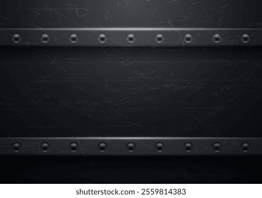 Solid Black Metal Wall With Bolts