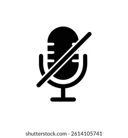 Solid Black Muted Microphone Icon Crossed Out