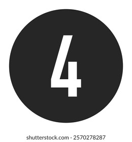 Solid Black Number Four in White Circle for Strong and Simple Visual Appeal