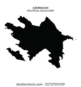 The solid black outline of Azerbaijan shows its political boundaries clearly. The map highlights the unique shape of the country and its geographic features.