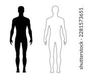 Solid black and outline man silhouettes - isolated vector illustration