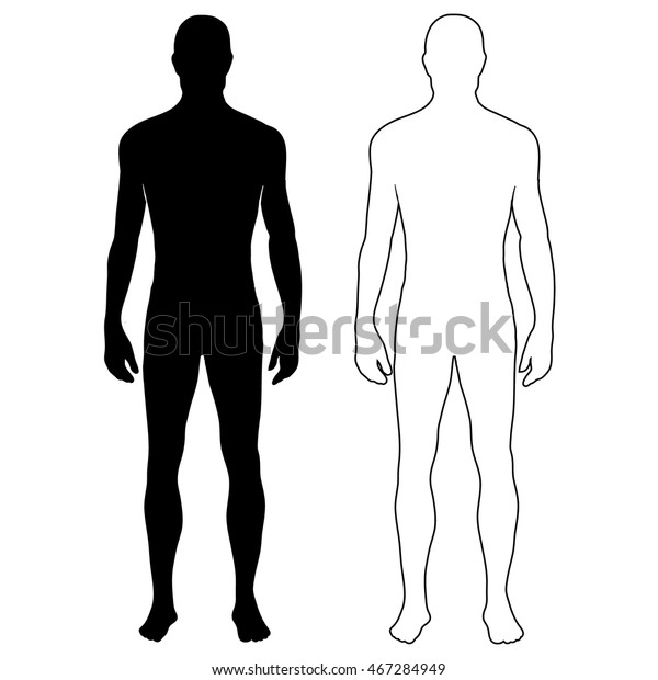 Solid Black Outline Man Silhouettes Isolated Stock Vector (Royalty Free ...