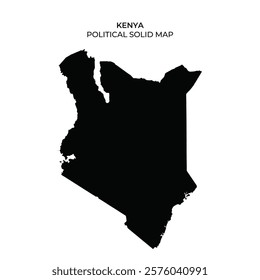 The solid black outline represents the political boundaries of Kenya. This simple illustration highlights the geographical shape of the country, emphasizing its distinct features.