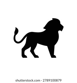 Solid black panthera leo silhouette for branding and creative vector work.