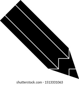 Solid black pencil silhouette. Simple flat vector icon.
