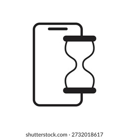 Solid black phone with hourglass loading icon