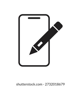 Solid black phone with stylus pen drawing