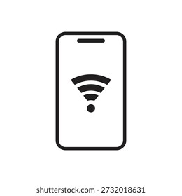Solides schwarzes Telefon mit WLAN-Signalwellen