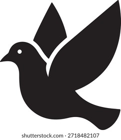 Solid Black pigeon Icon Minimal Bird Silhouette Logo Isolated 