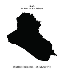 A solid black representation of Iraqs political map outlines its geographical areas. Essential for visualizing boundaries and understanding regional layout.