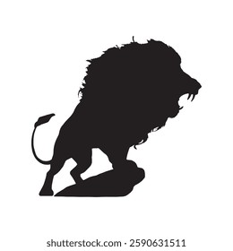 Solid Black Roaring Lion Silhouette for Maximum Visual Impact - Lion Vector - Lion Icon
