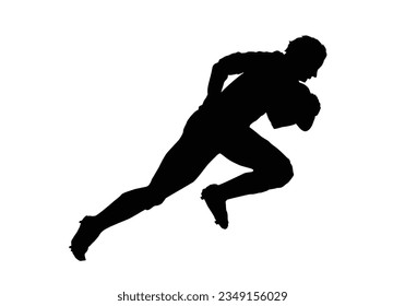 Solid black rugby player silhouette on a white background