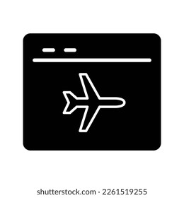 solid black SEO flight mode vector icon illustration, white icon