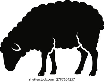 Solid Black Sheep Silhouette Minimalist Icon for Farm and Agriculture Design
