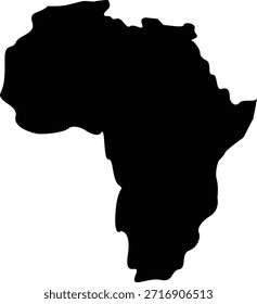 Uma sólida silhueta negra do continente africano fornece uma simples, mas distintiva representação geográfica.