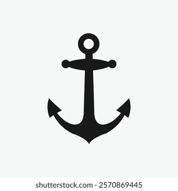 A solid black silhouette of an anchor