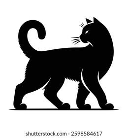 solid black silhouette of a cat vector on a white background