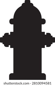 Solid black silhouette of a classic fire hydrant with side outlets and rounded cap