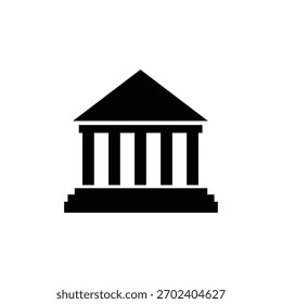Solid black silhouette of a classical columned building, symbolizing bank, government, museum, or institutional structures. Ideal for finance, law, or historical design projects.