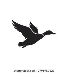 Solid black silhouette of a flying mallard duck.
