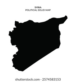 The solid black silhouette highlights the geographic outline and political boundaries of Syria, providing a clear representation of the countrys shape and location in the region.