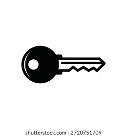 Icono de silueta negra sólida de una llave clásica, que simboliza el acceso, la seguridad o la solución. Aislado sobre un fondo transparente.