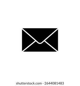 A solid black silhouette icon of a sealed envelope with white flap lines, in a simple flat 2D vector design.