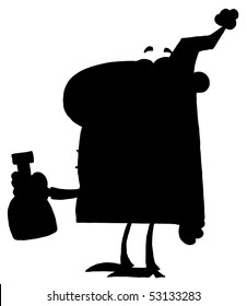 Solid Black Silhouette Of A Party Man With Liquor