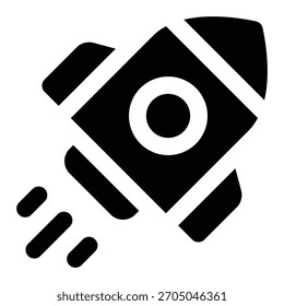 Solid black silhouette of a rocket, perfect for education materials, science themes, and creative learning graphics.