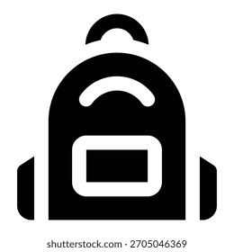 Solid black silhouette of a school bag, suitable for education visuals, student materials, and learning themes.