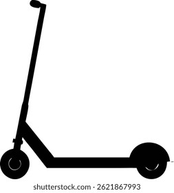A solid black silhouette of a sleek electric scooter symbolizes eco friendly transportation and urban mobility, highlighting modern, sustainable lifestyles and efficient commuting.