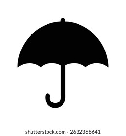  A solid black silhouette of an umbrella, suitable for use as an icon, logo, or graphic element.