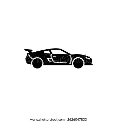 Solid black sports car icon with aerodynamic lines and low silhouette