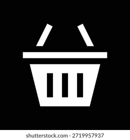 Icono cuadrado negro sólido de una cesta de la compra, que representa la venta al por menor, la compra o la actividad del mercado en un diseño minimalista audaz.