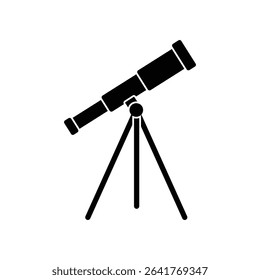 Solid black telescope icon vector symbol