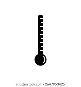 A solid black thermometer icon, perfect for indicating temperature, health, or measurement in a bold, simple design.