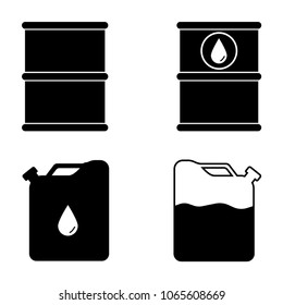 Solid black vector icon set - oil jack vector, canister, gas station, barrel.Solid black vector icon set - oil jack vector, canister, gas station, barrel.