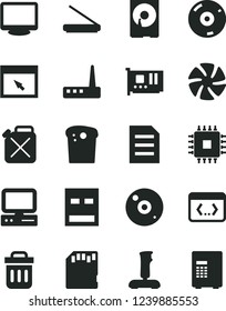 Solid Black Vector Icon Set - Easter cake vector, canister, computer, fan, cpu, pc card, monitor, hdd, usb, router, cd, scanner, browser, trash bin, coding, joystick, sd, file, safe
