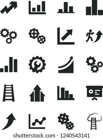 Solid Black Vector Icon Set - growth up vector, bar chart, graph, positive histogram, gears, stepladder, gear, three, financial report, man arrow, arrows, cloud ladder Solid Black Vector Icon Set - growth up vector, bar chart, graph, positive histogram, gears, stepladder, gear, three, financial report, man arrow, arrows, cloud ladder