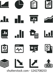 Solid Black Vector Icon Set - pie chart vector, bar, growth, negative, estimate, cardiogram, pile, survey, statistical report, overview, book on statistics, research, presentation, financial, graph