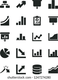 Solid Black Vector Icon Set - growth up vector, bar chart, graph, negative, histogram, big data, flowchart, a crisis, statistical overview, pie charts, presentation, board, arrow