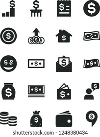 Solid Black Vector Icon Set - coins vector, dollar, article on the, wallet, money, dollars, cash, coin, mortgage, pedestal, column, eyes, growth, mail, dialog, pin
