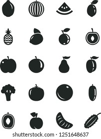 Solid Black Vector Icon Set - a pineapple vector, orange, peach, apple, blueberry, water melon, delicious plum, date fruit, tangerine, slice of, ripe, half cherry, yellow lemon, lime, sour, guava