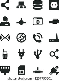 Solid Black Vector Icon Set - power socket type f vector, phone call, electric plug, SIM card, connection, connections, scheme, dispatcher, mobile, usb, router, network, browser, connect, wireless