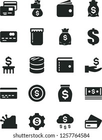 Solid Black Vector Icon Set - bank card vector, purse, dollar, cards, jam, front of the, column coins, get a wage, wallet, money, dollars, cash, cashbox, bag hand, rain, coin, gear, credit