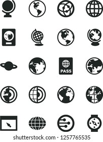 Solid Black Vector Icon Set - sign of the planet vector, globe, earth, passport, network, browser, core, compass