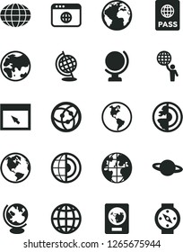 Solid Black Vector Icon Set - sign of the planet vector, globe, earth, passport, network, browser, core, man hold world, compass