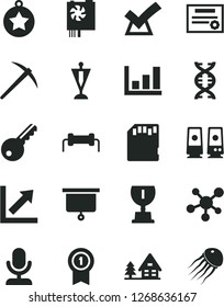 Solid Black Vector Icon Set - growth chart vector, pc power supply, speaker, sd card, molecule, dna, graph, presentation board, patente, resistor, award, star medal, pennant, with, mine axe, confirm