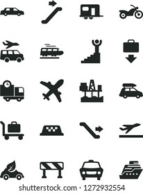 Solid Black Vector Icon Set - traffic signal vector, car, delivery, commercial seaport, eco, winner stairway, limousine, train, baggage, camper, taxi, motorcycle, escalator, plane, getting, transfer Solid Black Vector Icon Set - traffic signal vector, car, delivery, commercial seaport, eco, winner stairway, limousine, train, baggage, camper, taxi, motorcycle, escalator, plane, getting, transfer