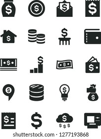 Solid Black Vector Icon Set - purse vector, coins, column of, denomination the dollar, article on, financial item, money, cash, bag hand, rain, coin, mortgage, pedestal, wallet, idea, mail, pin, atm